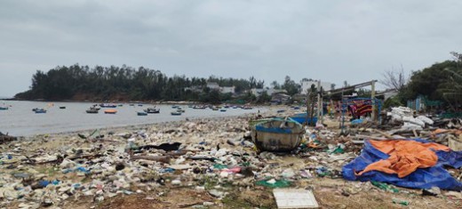 Thu gom rác tại bãi biển thôn An Vĩnh, xã Tịnh Kỳ, thành phố Quảng Ngãi