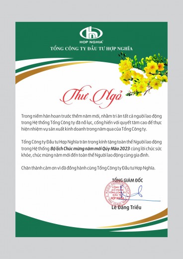 THƯ NGỎ CỦA TỔNG GIÁM ĐỐC TỔNG CÔNG TY